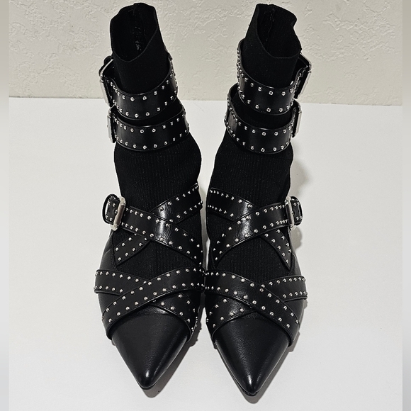 Zara Shoes - Zara basic Black Studded Sock Buckle Flats Pointed toe Shoes Size 6